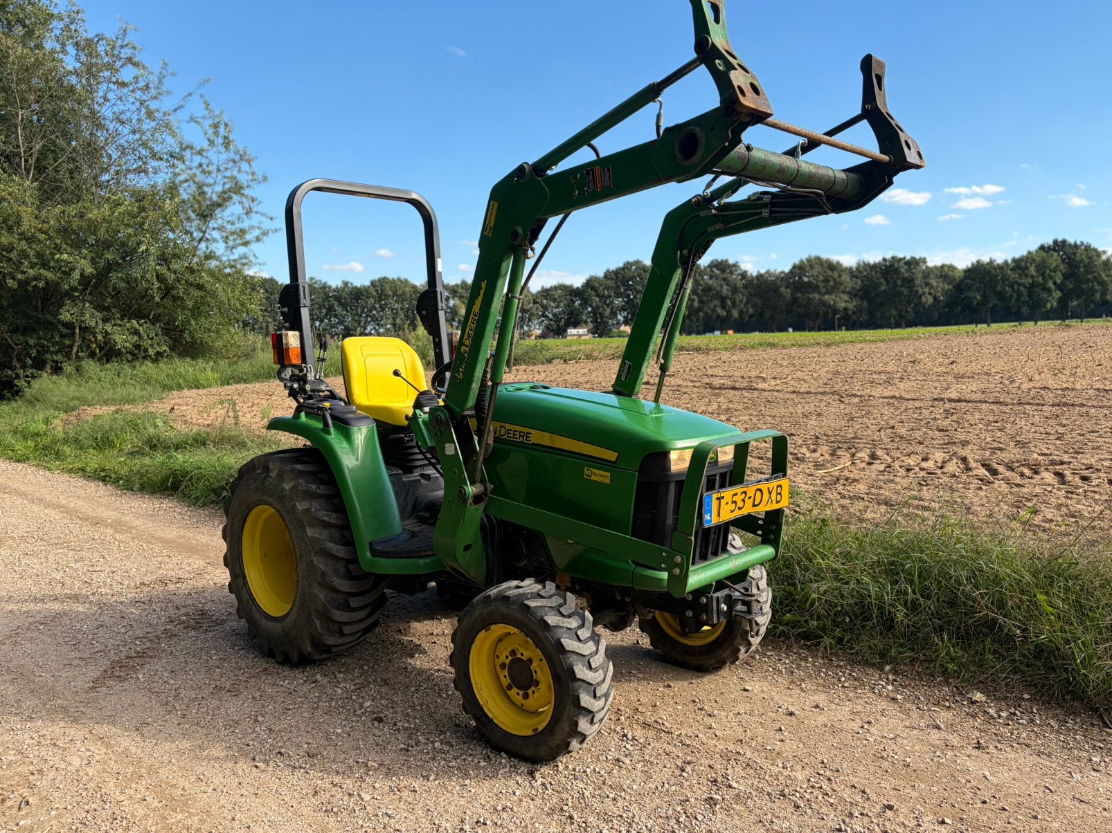 Te koop John Deere 3036E + voorlader + acc (compact tractor), John Deere, Gebruikt, Tot 2500, Ophalen of Verzenden