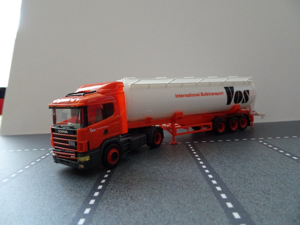 998 herpa scania 4 serie vos logistics bulk 1:87 truck trein, Ophalen of Verzenden, Gebruikt, Bus of Vrachtwagen, Herpa