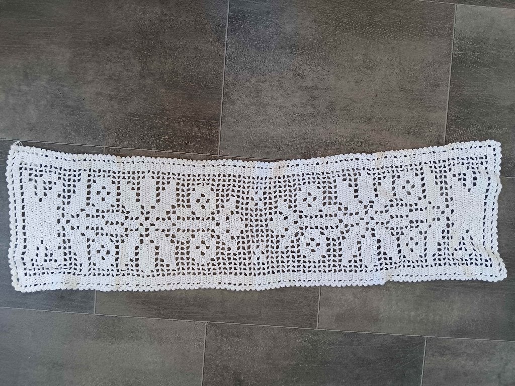 Gehaakt  gordijn, jaren 70, vintage, Vitrage, Overige merken, Wit, 75 cm