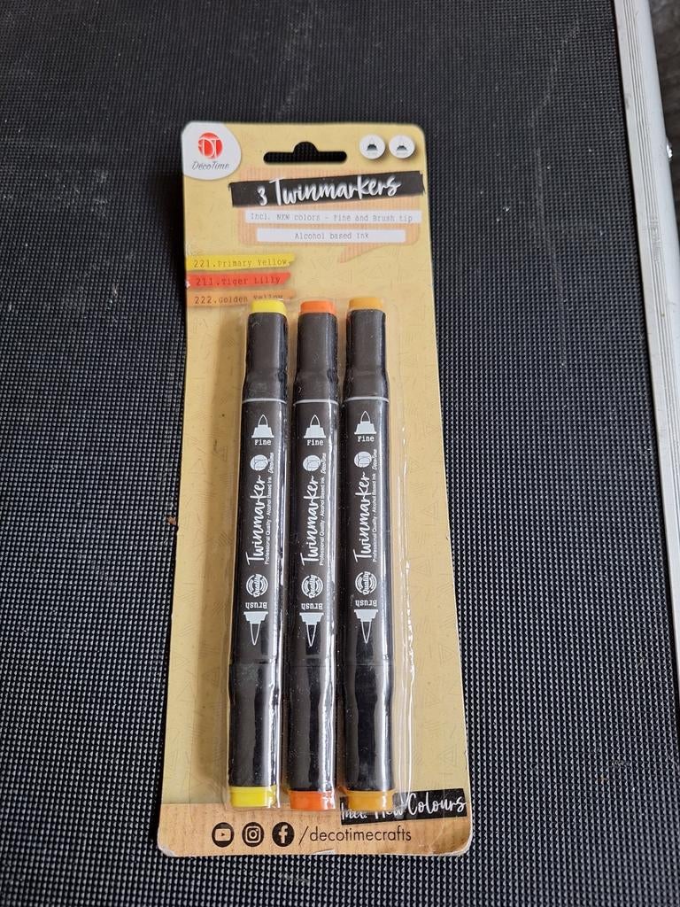 3 twinmarkers van Deco time, Hobby en Vrije tijd, Onbekend, Nieuw, Ophalen of Verzenden, Potlood of Stift