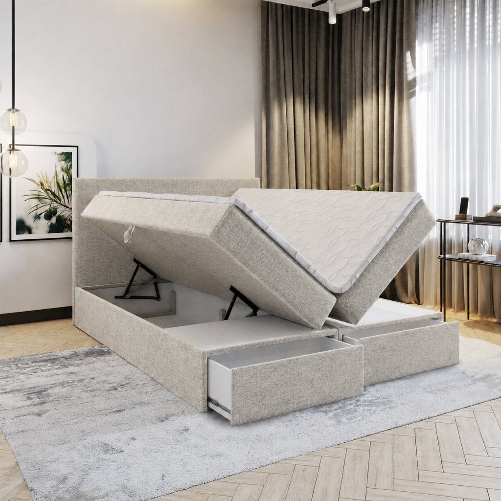 ACTIEDEAL Opbergboxspring met Lade 180 x 200 - Gratis TOPPER