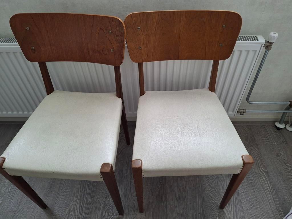 Set van twee stoelen met leren bekleding, Antiek en Kunst, Ophalen