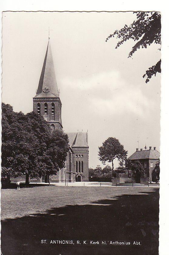 St. Anthonis R. K. Kerk 1963.-ingang dorp-, Verzenden, 1940 tot 1960, Gelopen, Noord-Brabant