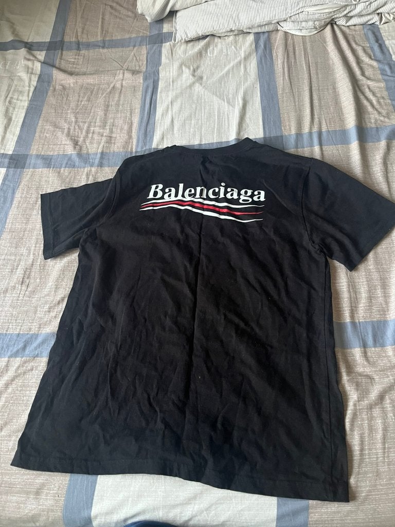 Zwart T-shirt met Balenciaga logo - Maat XL, Zwart, Maat 56/58 (XL), Ophalen of Verzenden, Gedragen