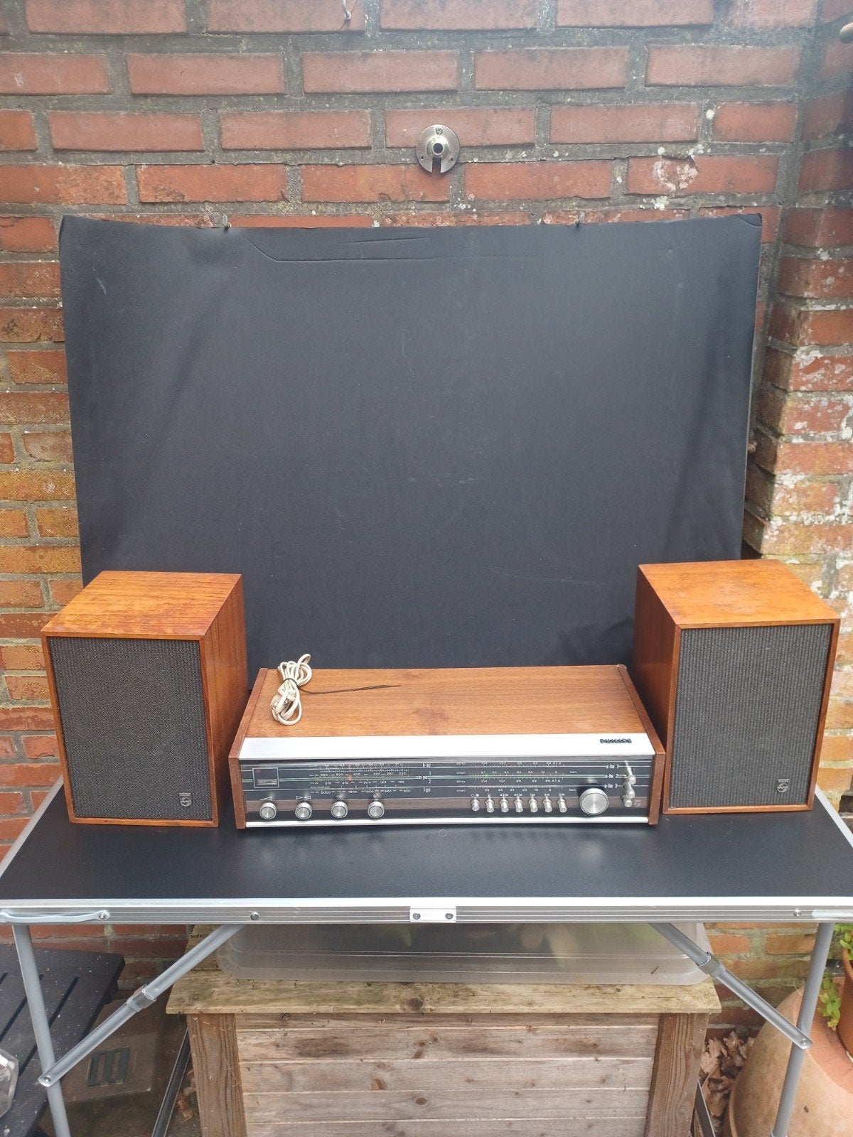 Vintage Philips radio met boxen., Ophalen, Gebruikt
