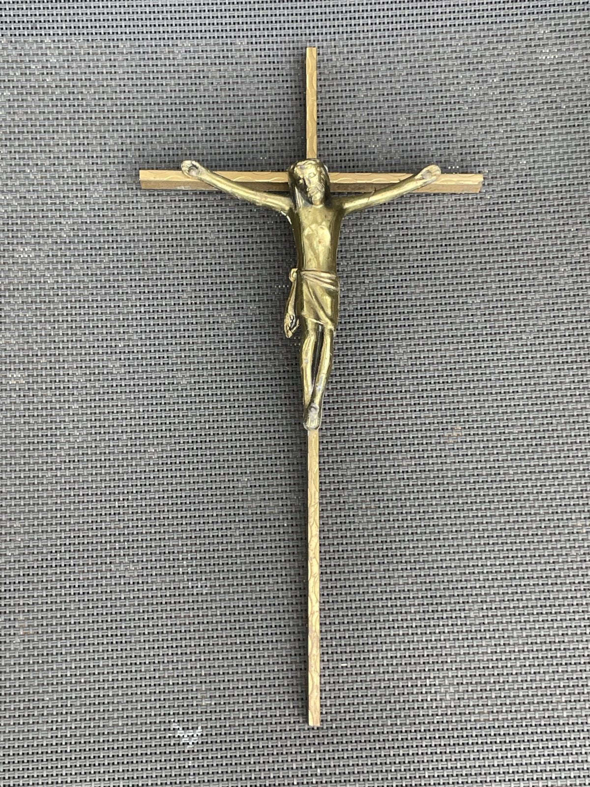 Antiek Bronzen Kruisbeeld met apart Patroon, Ophalen of Verzenden