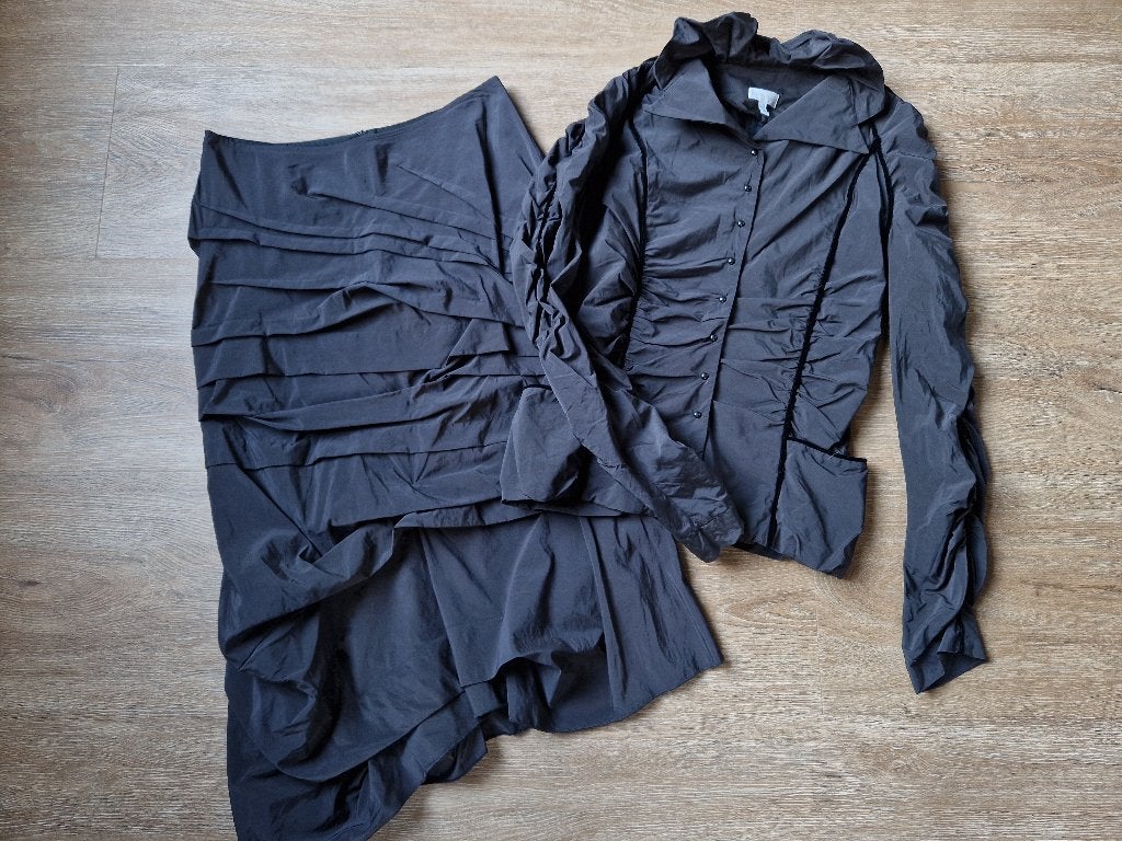 Grijze lange rok en blouse van Sylvia Heise NIEUW Maat 36, Sylvia Heise, Kostuum of Pak, Nieuw, Ophalen of Verzenden