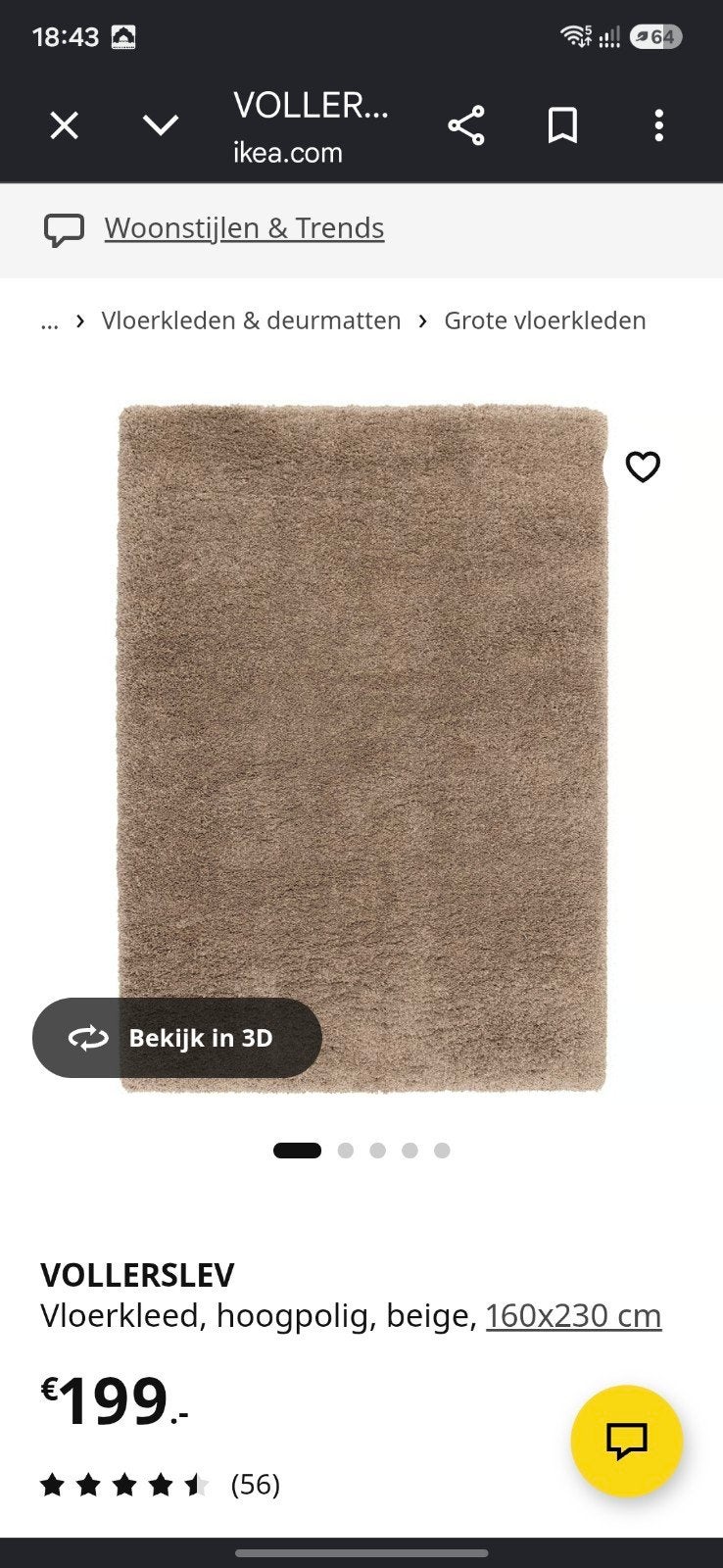 VOLLERSLEV Hoogpolig Vloerkleed Beige 160x230 cm, Ophalen, Beige, 150 tot 200 cm, 200 cm of meer