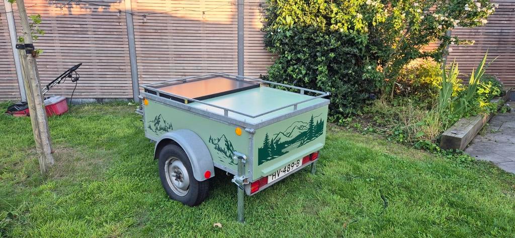 Bagagewagen/kampeertrailer met uitschuifkeuken, Auto diversen, Aanhangers en Bagagewagens, Ophalen, Zo goed als nieuw