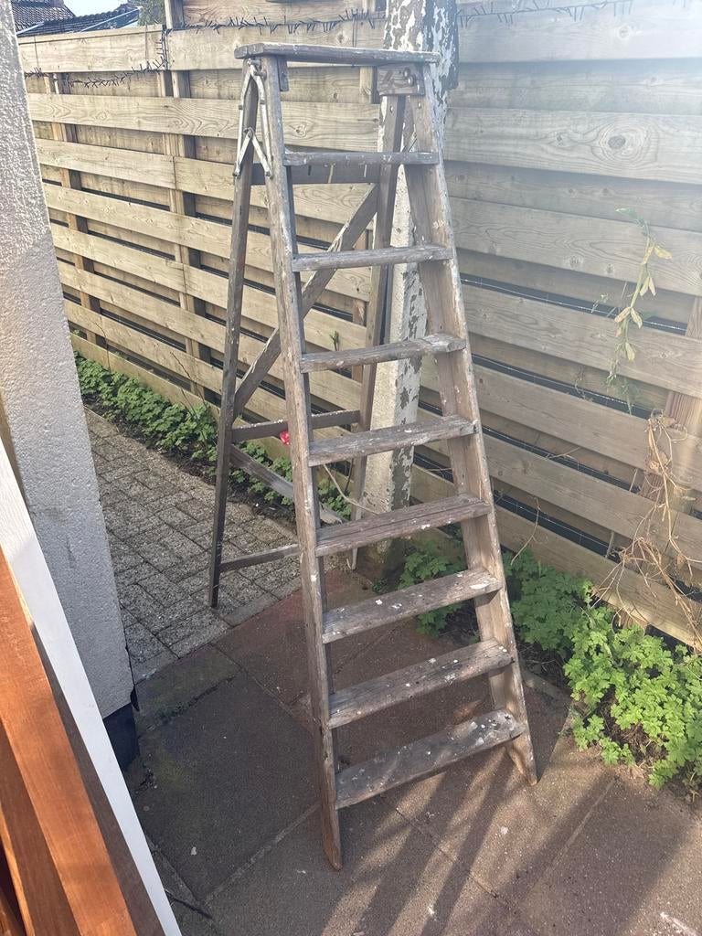 Antieke Brocante Houten Schilders Trap, Ophalen of Verzenden