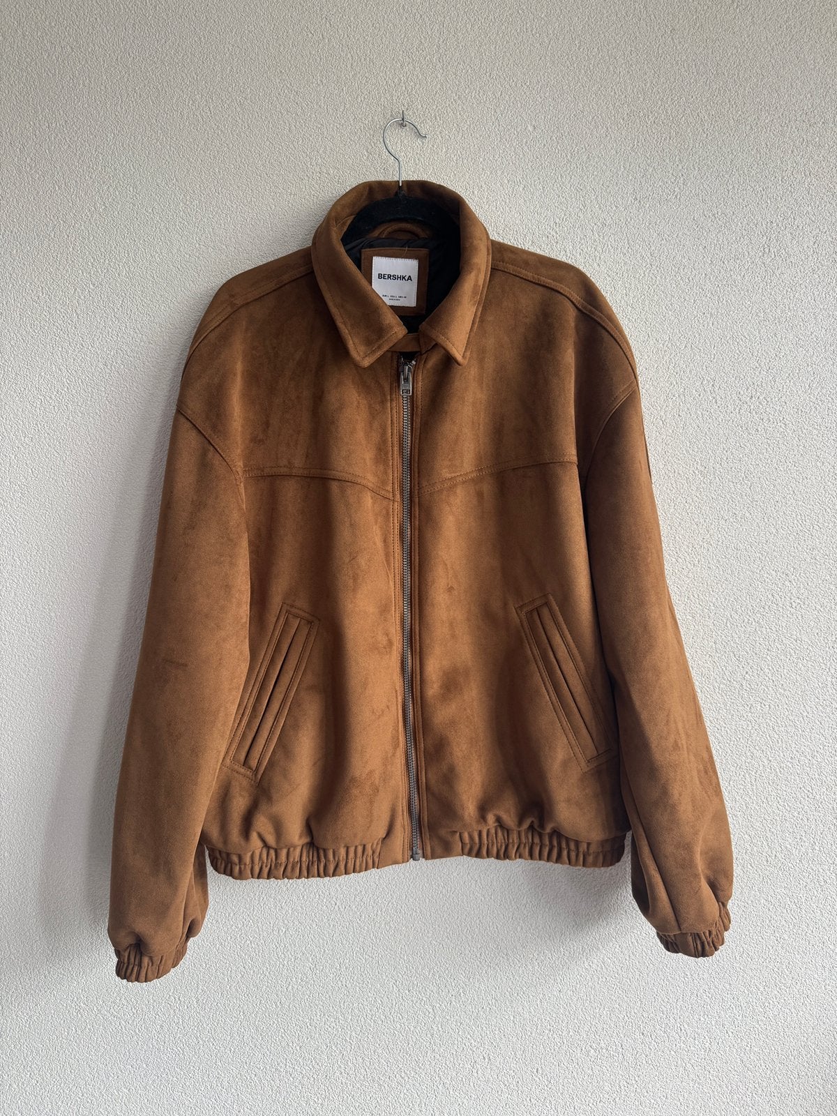 Bershka Y2K cognac brown faux suede bomber jack, Bruin, Maat 42/44 (L), Bershka, Ophalen of Verzenden