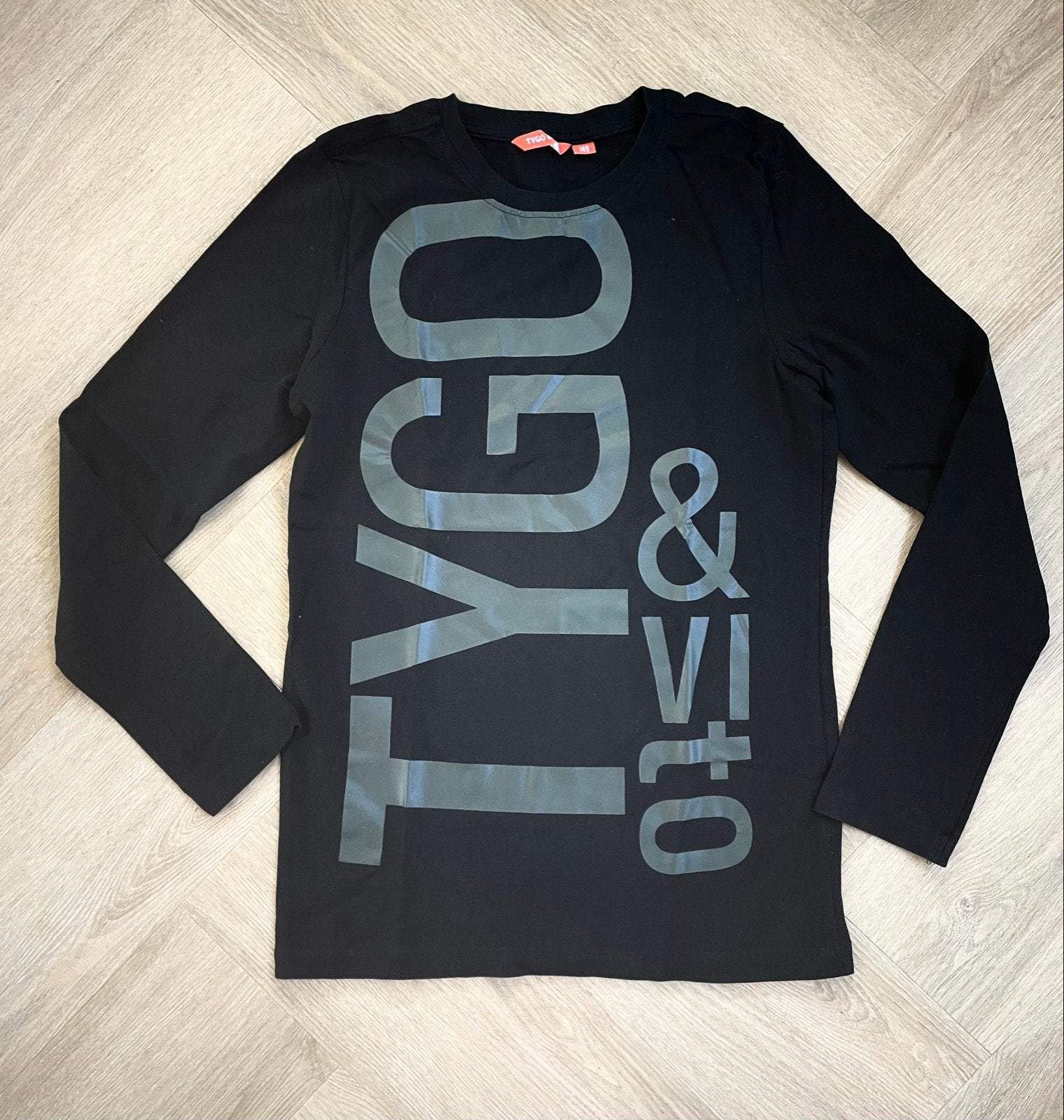 Zwart T-shirt lange mouwen TYGO & VITO maat 146, Verzenden, Zo goed als nieuw, Jongen, Shirt of Longsleeve