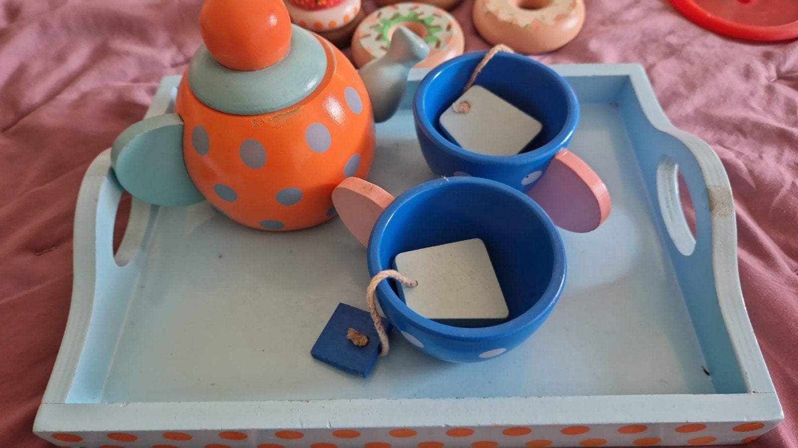 Speelset theeservies,broodrooster etc, Ophalen, Rechthoekig, Hout