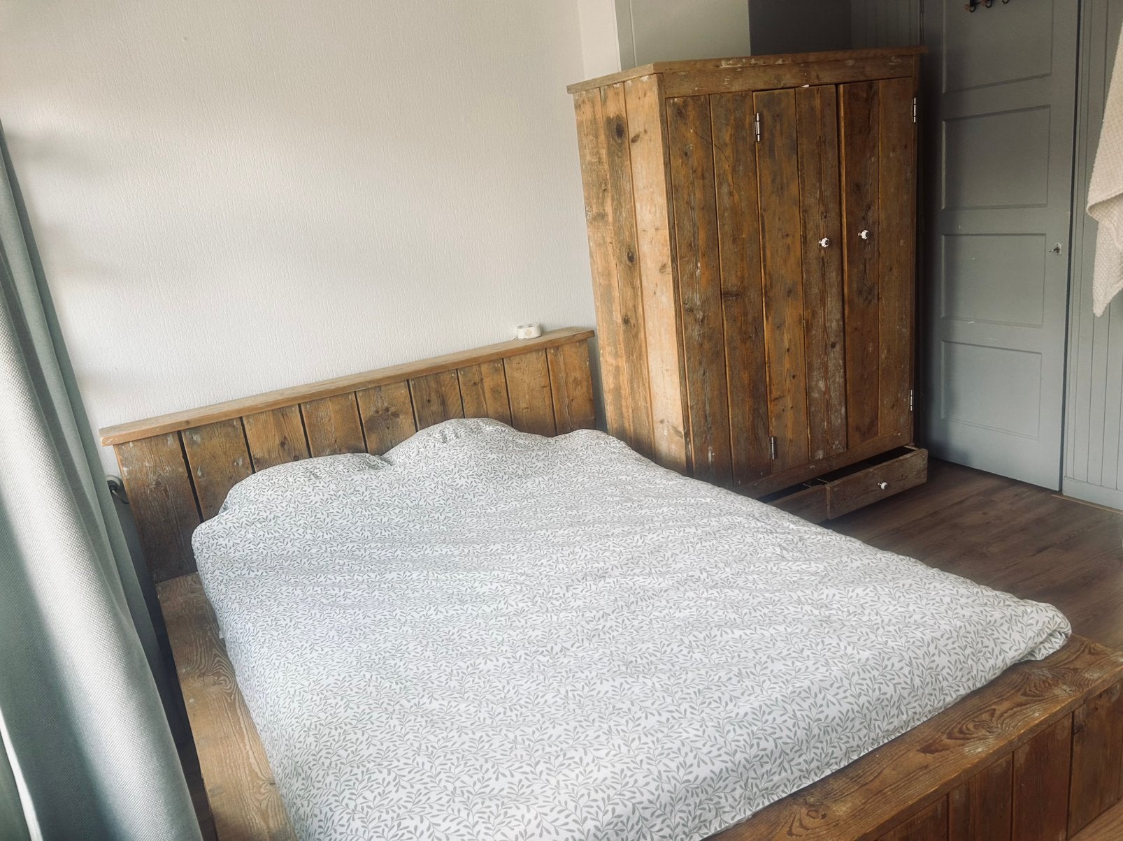 Steigerhouten slaapkamer, Huis en Inrichting, Slaapkamer | Complete slaapkamers, Ophalen, Zo goed als nieuw, Tweepersoons