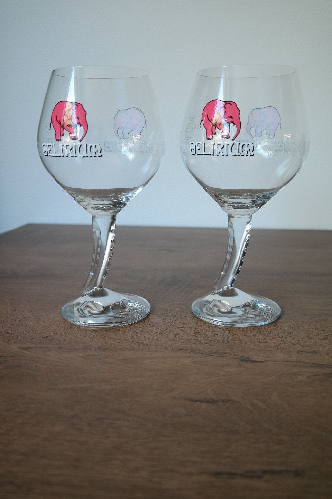 2x Delirium Tremens Ritzenhoff bierglas 0,5L roze olifant, Verzamelen, Ophalen of Verzenden, Zo goed als nieuw, Bierglas