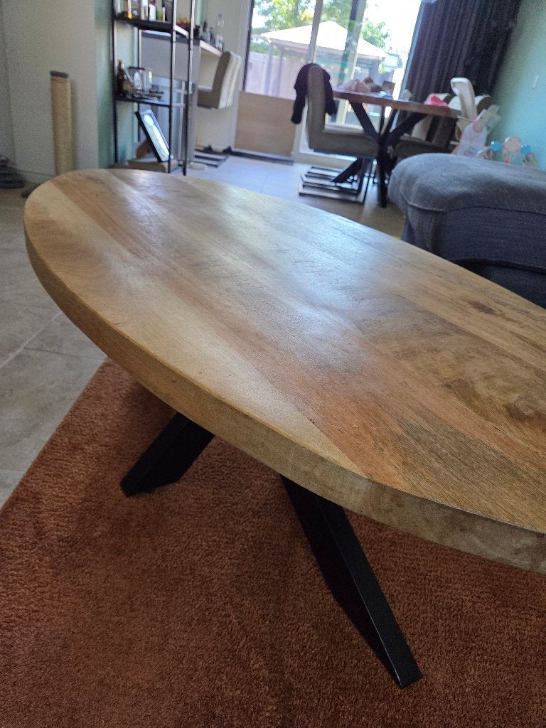 mangohouten salontafel 2 jaar oud, Ophalen, 100 tot 150 cm, 50 tot 100 cm, Zo goed als nieuw