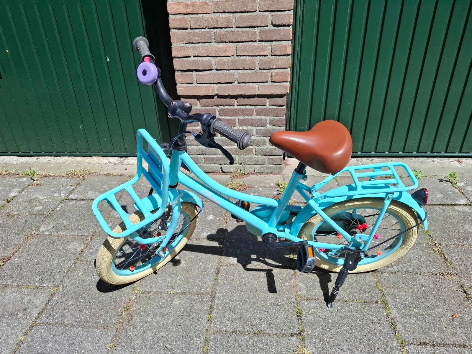 Prachtige 16 inch kinderfiets spirit diva met voordrager, Ophalen, Terugtraprem, Gebruikt, Minder dan 16 inch