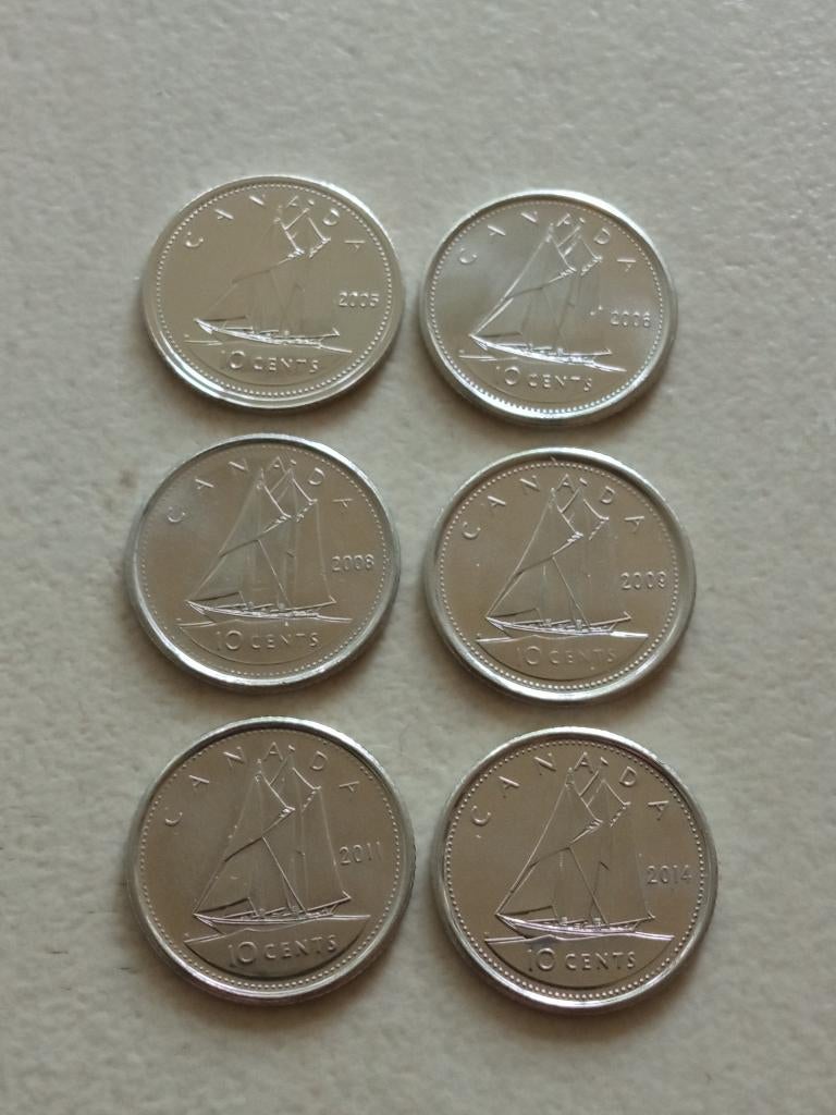 Canada 6 x 10 cent., Ophalen of Verzenden, Noord-Amerika, Setje