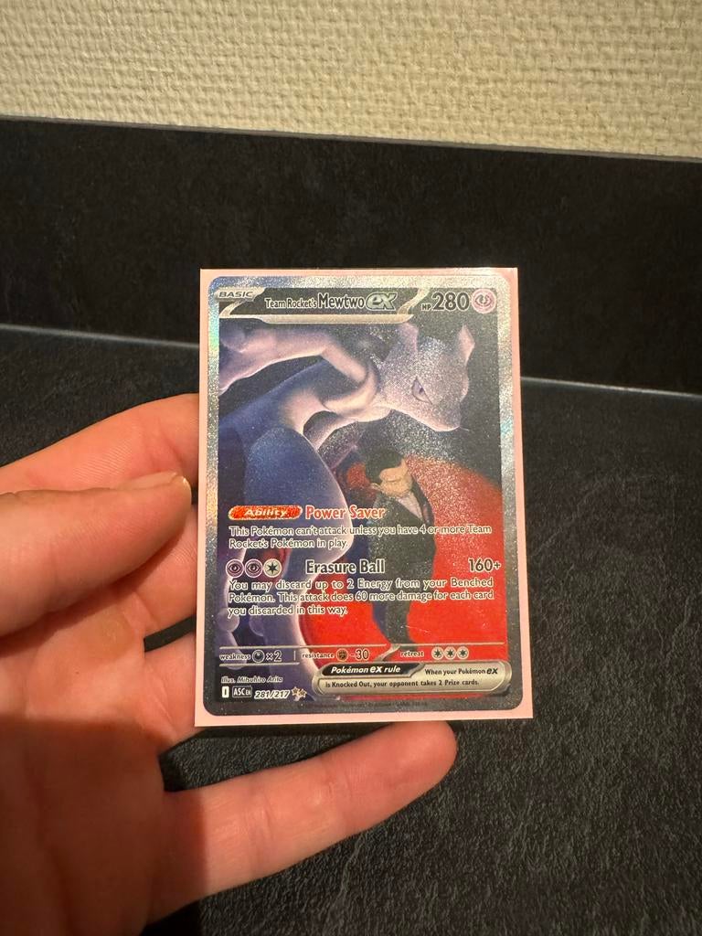 Team Rocket's Mewtwo EX Pokémon Kaart - Full Art, Ophalen of Verzenden, Nieuw, Losse kaart