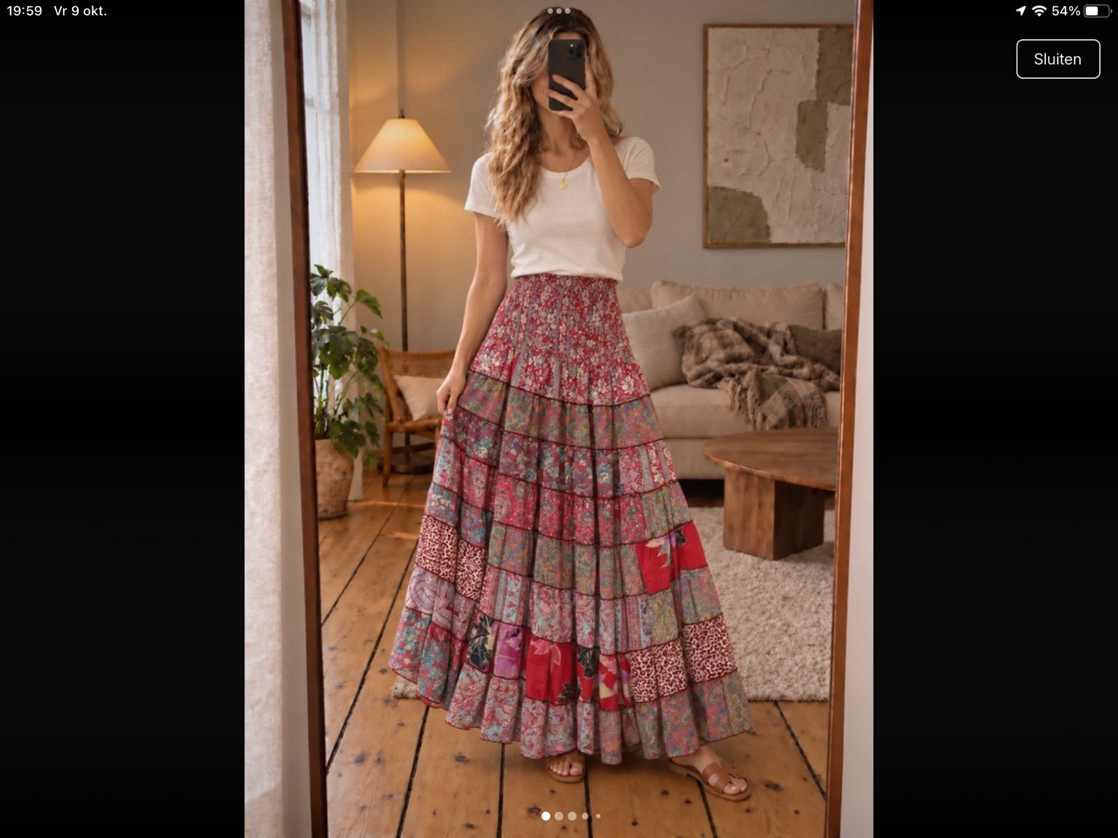 Lange bohemian rok met patchwork en bloemenprint S/M, Kleding | Dames, Maat 38/40 (M), Meerkleurig, Ophalen of Verzenden, Zo goed als nieuw