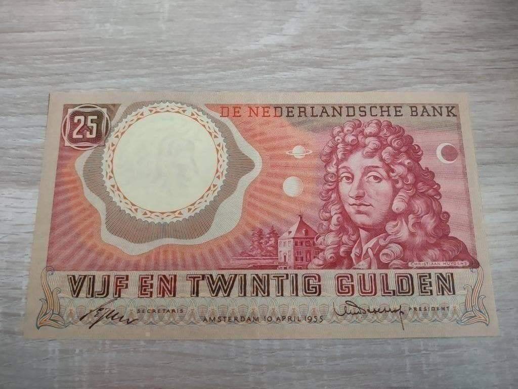 Prachtig+ biljet 25 gulden Huygens, 1955, Ophalen of Verzenden, 25 gulden