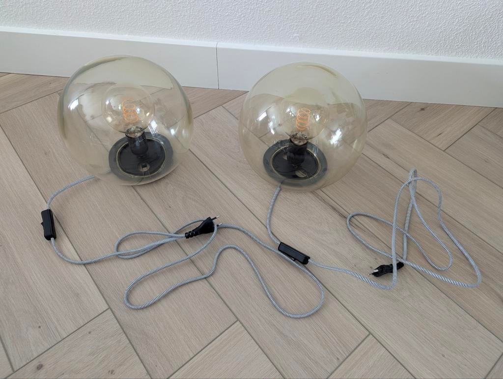 2 Ikea glazen bol lampen compleet en netjes, Ophalen of Verzenden, Zo goed als nieuw