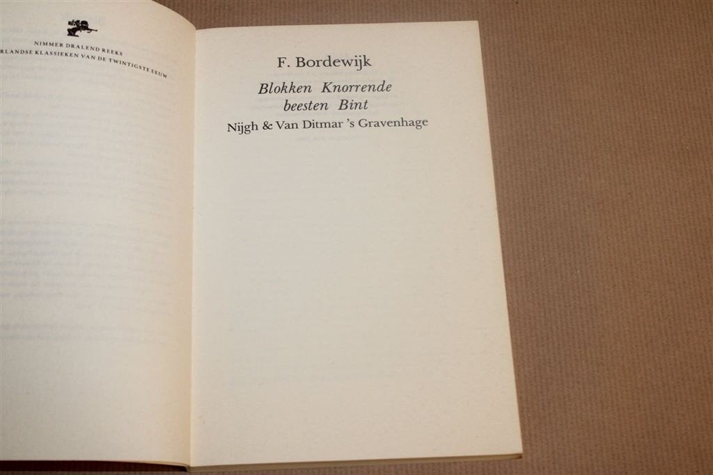 Blokken Knorrende Beesten Bint — Bordewijk 3 Novellen 1983, Ophalen of Verzenden, Gelezen