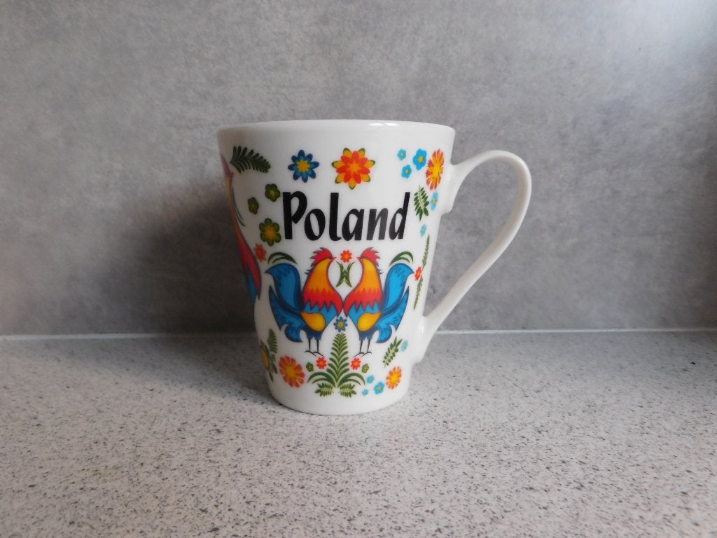 Mok Polska Poland - Kleurrijk met haan motief 10x9 cm, Overige merken, Keramiek, Zo goed als nieuw, Overige stijlen