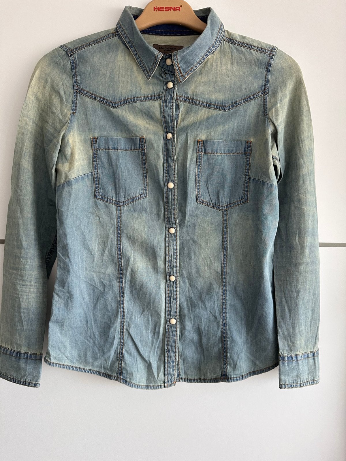 Mar Collection Denim Blouse Maat 36 (S), Kleding | Dames, Ophalen of Verzenden, Zo goed als nieuw, Maat 36 (S), Blauw