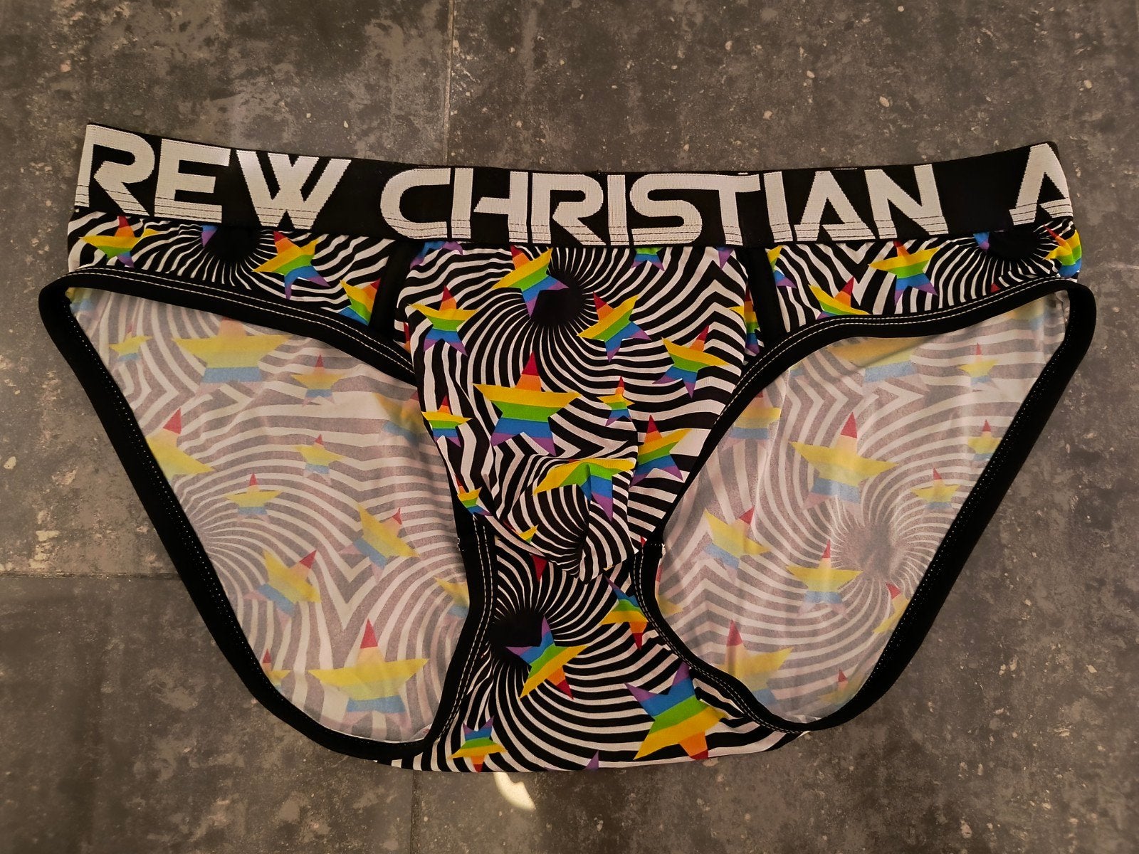 Maat L | Andrew Christian Zwarte Witte Pride Heren Slip, Kleding | Heren, Verzenden, Zwart, Andrew Christian, Slip
