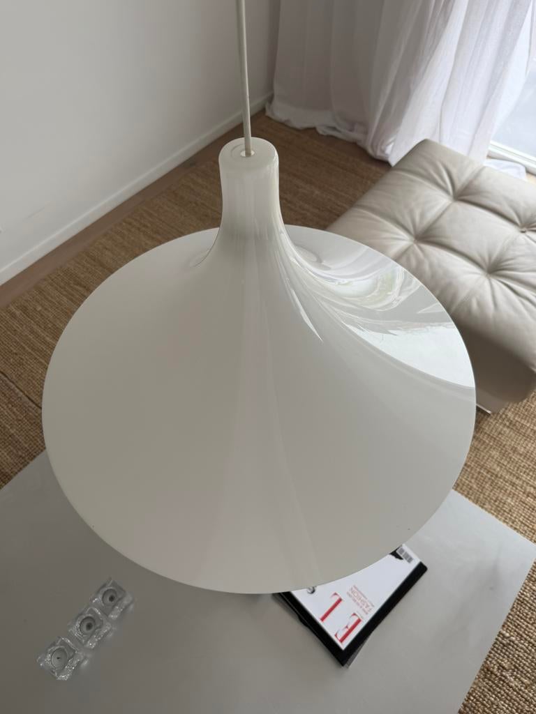 Vintage witte heksenhoed hanglamp, Huis en Inrichting, Lampen | Hanglampen, Ophalen, Zo goed als nieuw, Minder dan 50 cm