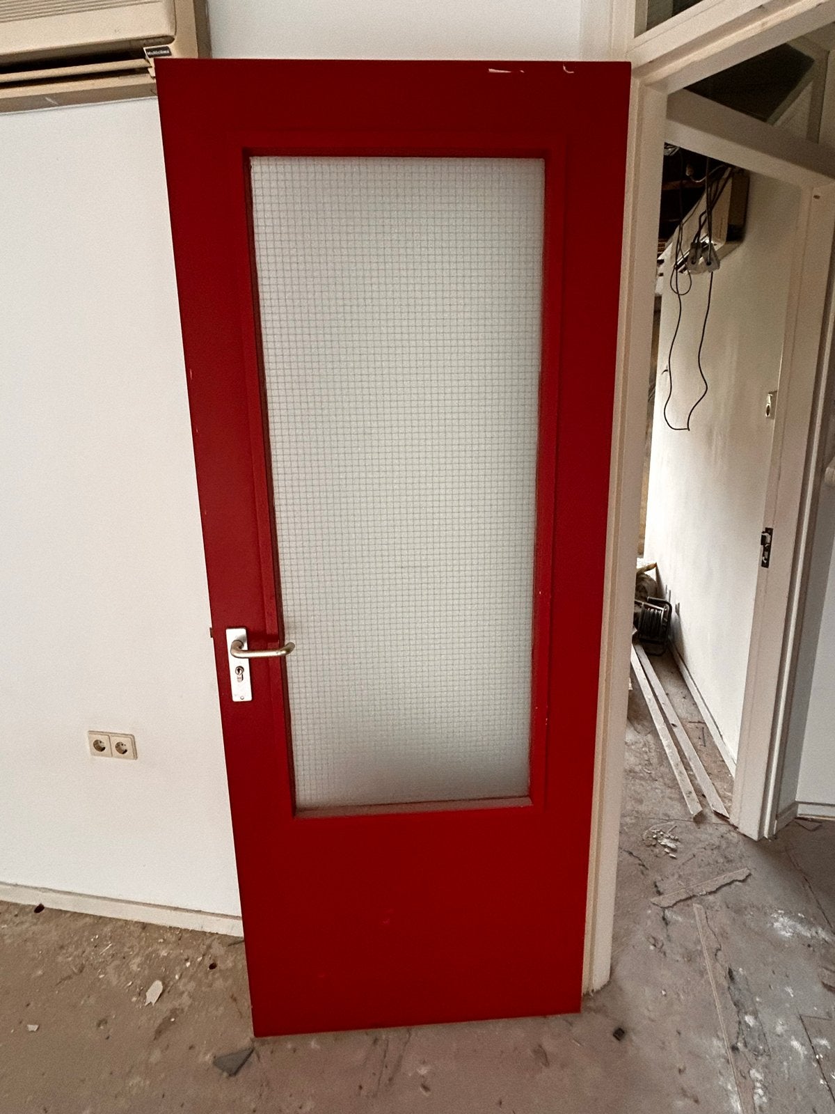Massieve deur 83x211 met draadglas, Doe-het-zelf en Verbouw, Deuren en Horren, Ophalen, Gebruikt, 80 tot 100 cm, Binnendeur
