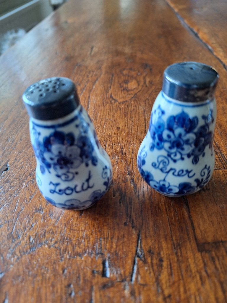 Delftblauw peper-zout en mosterdpotje, Ophalen of Verzenden