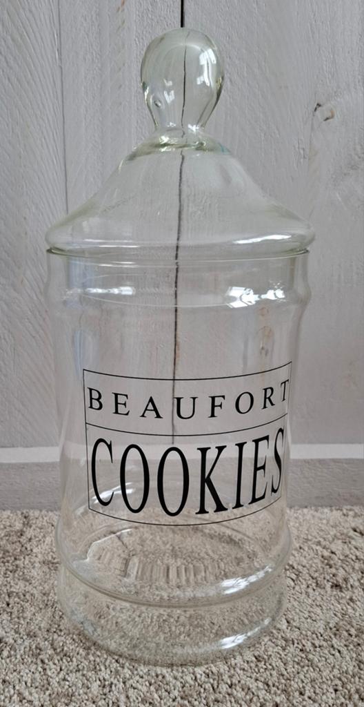 Glazen Beaufort cookies pot, Huis en Inrichting, Woonaccessoires | Stolpen, Ophalen, Zo goed als nieuw