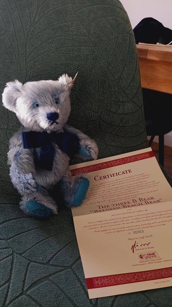 1998 Steiff EAN 658037 Three "B" Bear NIEUWSTAAT, RichardSteiffstrasse, Steiff, Steiff, Stoffen beer