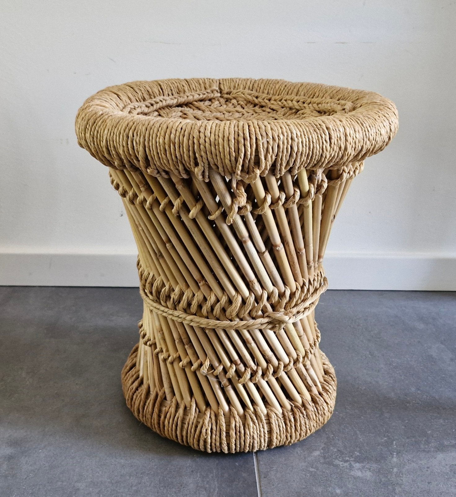 Bamboe & Jute Krukje met Goudkleurige Opbergdozen Set, Ophalen of Verzenden, Hout