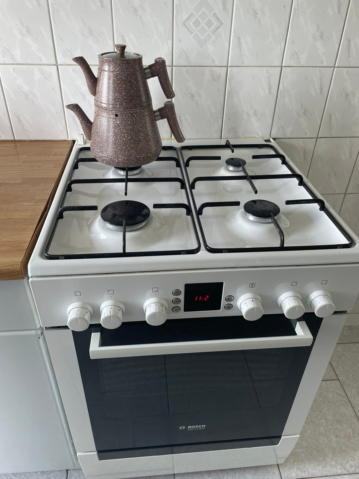 Bosch Gasfornuis, Witgoed en Apparatuur, Fornuizen, Ophalen, 4 kookzones, Zo goed als nieuw, Inbouw