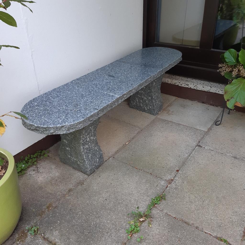 Decoratieve massief granieten tuinbank Lyon, lengte 140 cm, Tuin en Terras, Tuinbanken, Ophalen, Zo goed als nieuw, Overige materialen