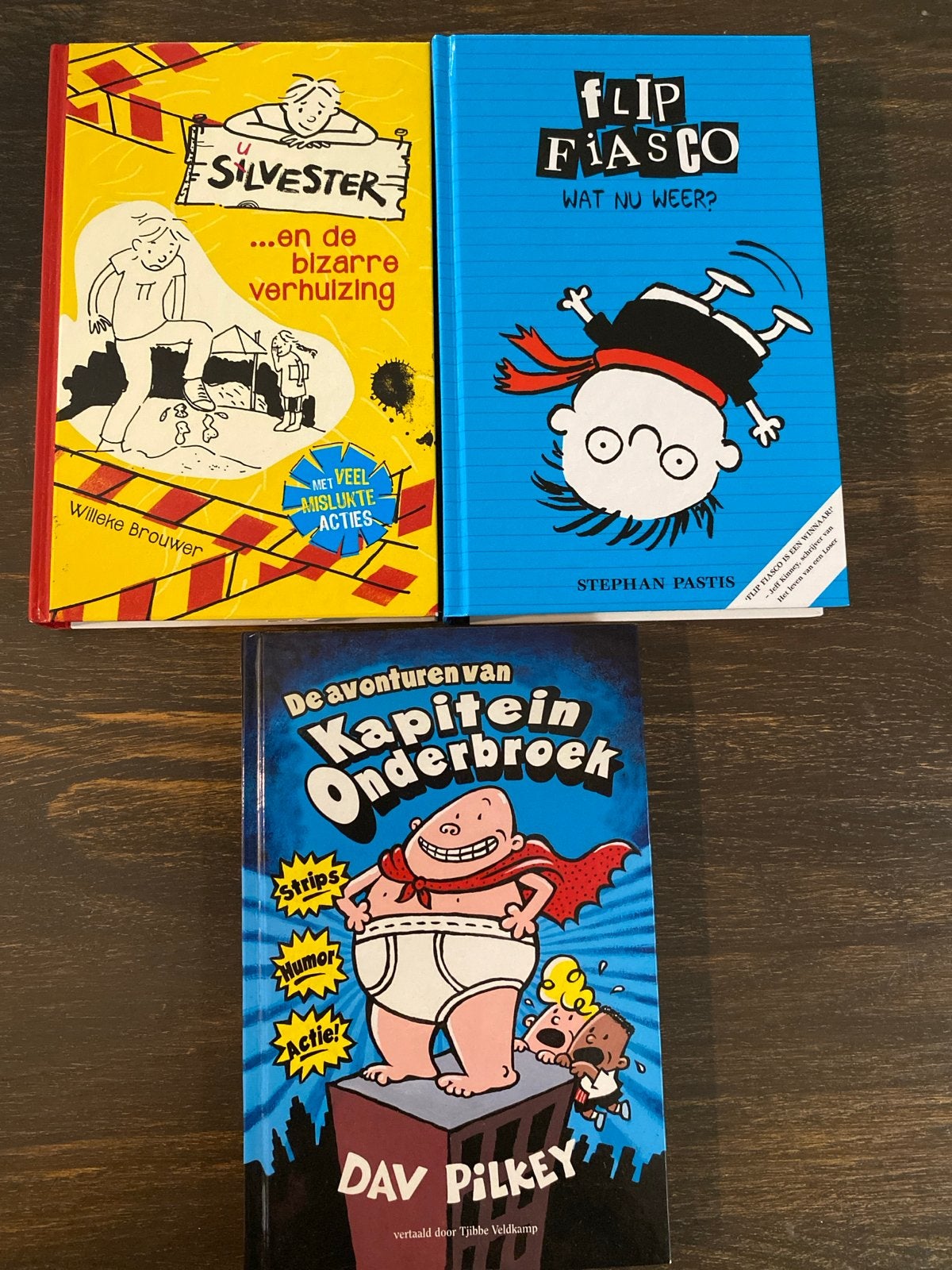 3 Kinderboeken: Silvester, Flip Fiasco, Kapitein Onderbroek, Boeken, Ophalen of Verzenden, Zo goed als nieuw, Fictie