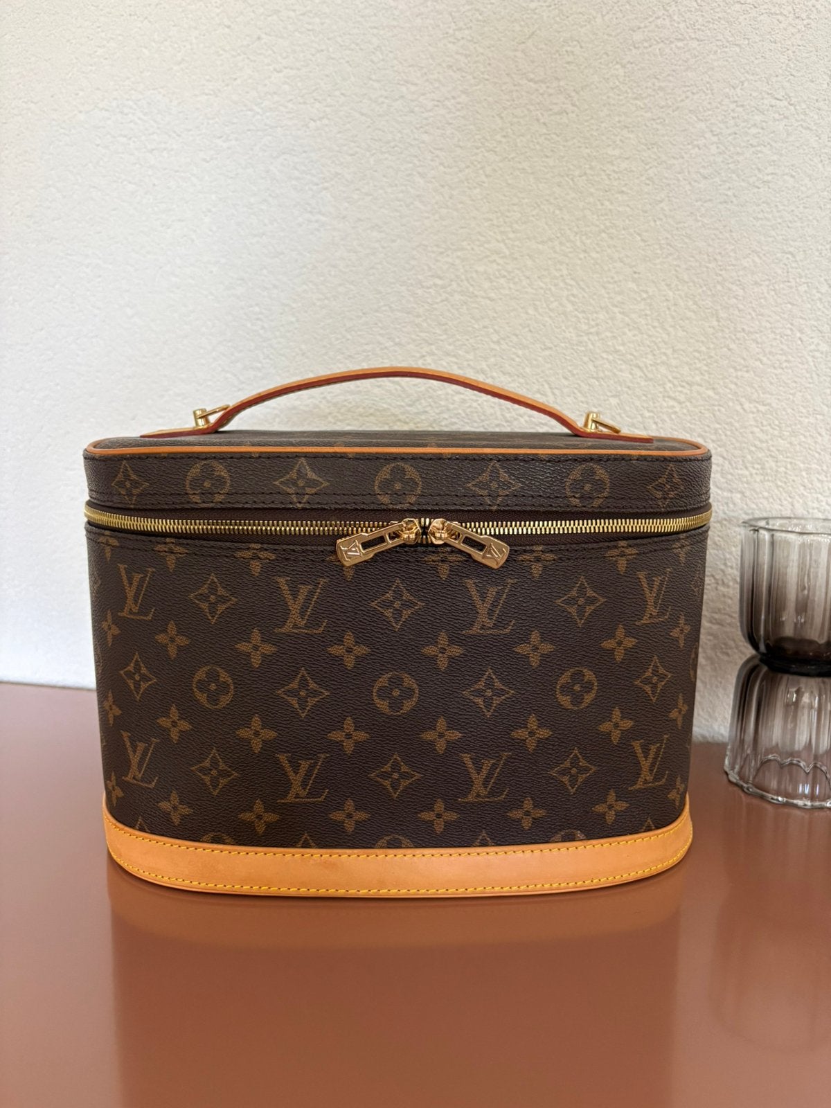 Vintage beautycase toilettas met spiegel & organizer, Ophalen of Verzenden, Gebruikt, Bruin, Met slot