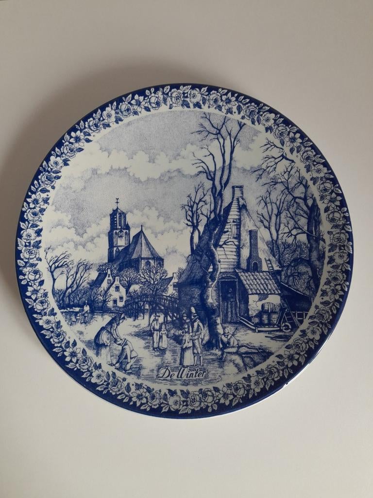 Wandbord Chemkefa Delfts Blauw 'De Winter', Antiek en Kunst, Ophalen