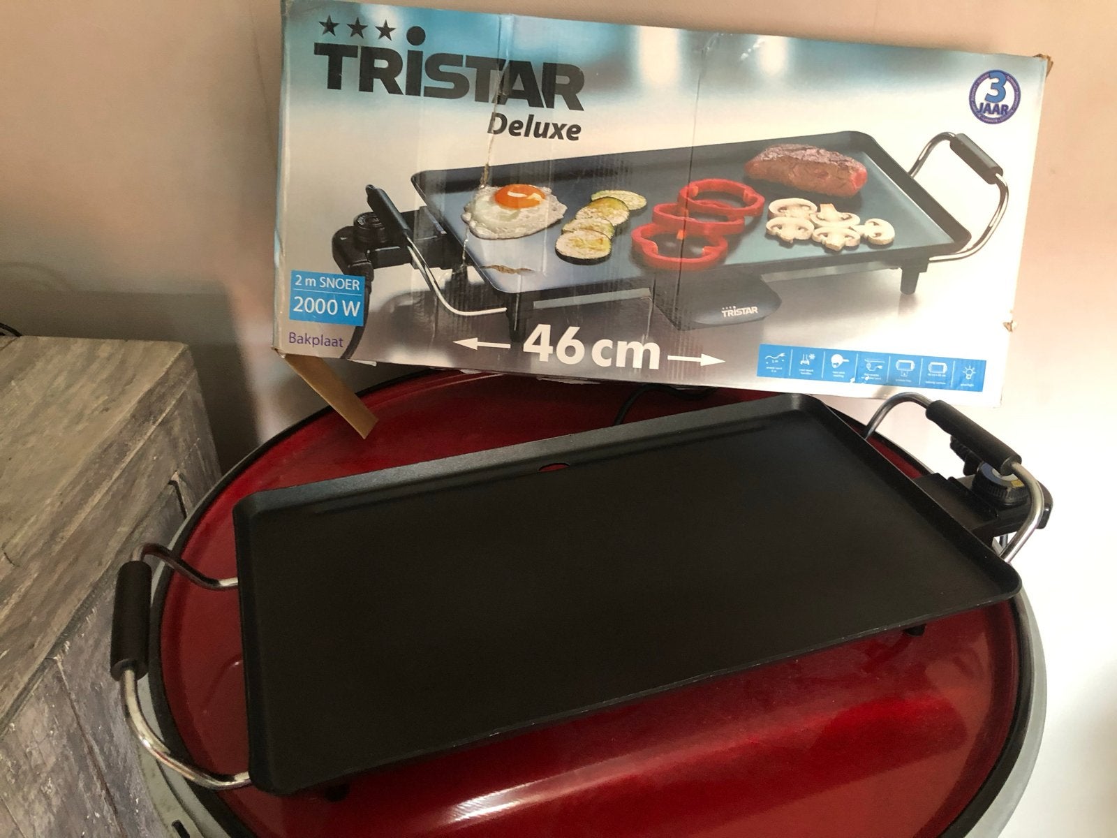 Tristar Deluxe Bakplaat - 2000W, 46 cm, Ophalen of Verzenden, Zo goed als nieuw