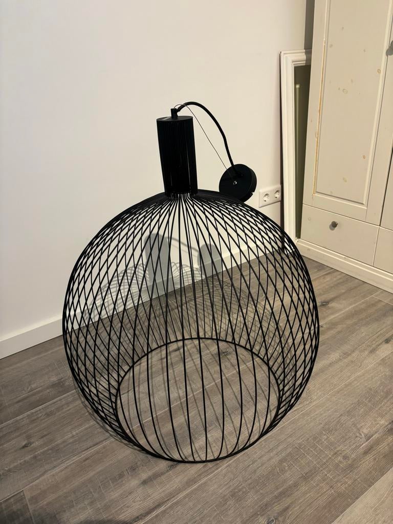 Moderne Zwarte Draadlamp - Perfect voor Boven Eettafel, Ophalen of Verzenden, Zo goed als nieuw, Metaal