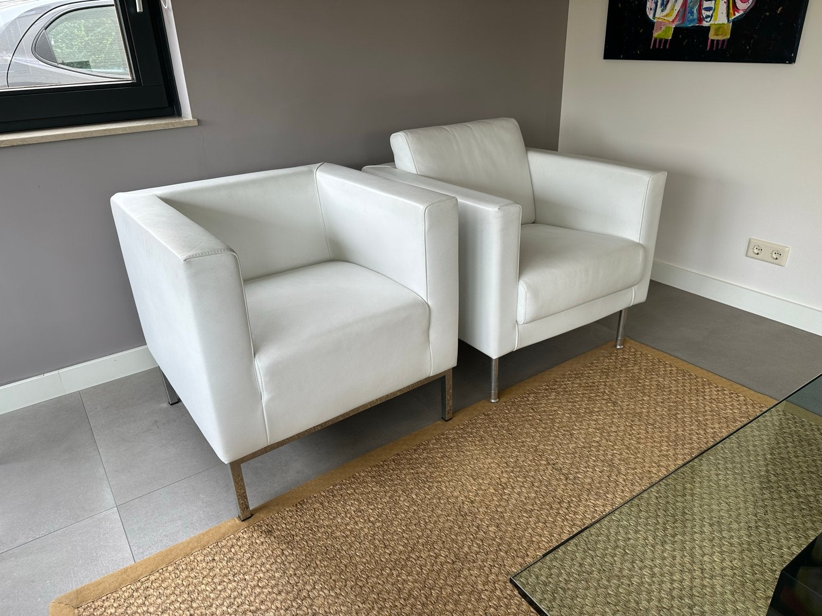 Giulio Marelli Cubic fauteuil - Italiaans design leer, Ophalen, Gebruikt, 50 tot 75 cm, Leer