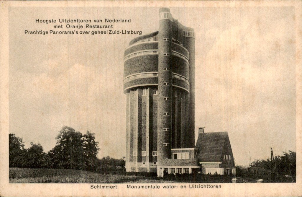 Schimmert - Water- en uitzichttoren - Oranje Restaurant, Ophalen of Verzenden, 1920 tot 1940, Ongelopen, Limburg