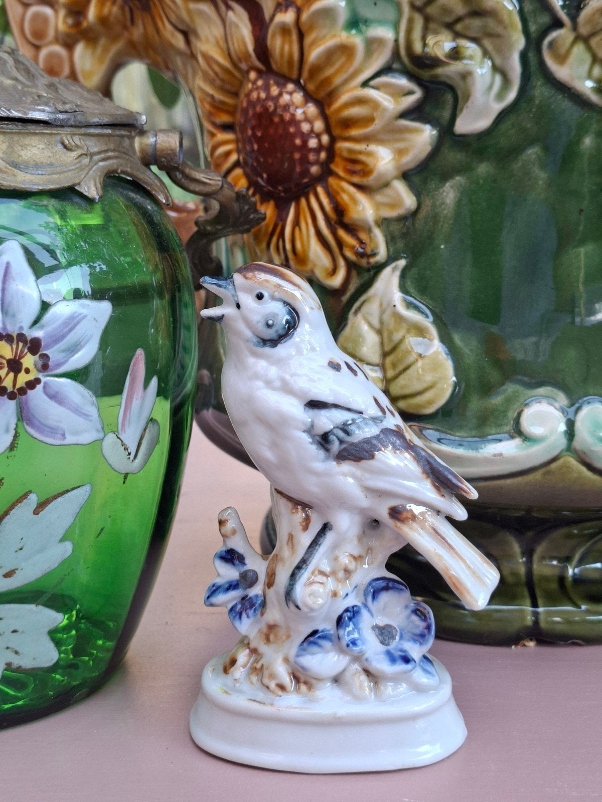 Vintage porseleinen vogelbeeldje mus Toen was geluk, Ophalen of Verzenden, Huis en Inrichting
