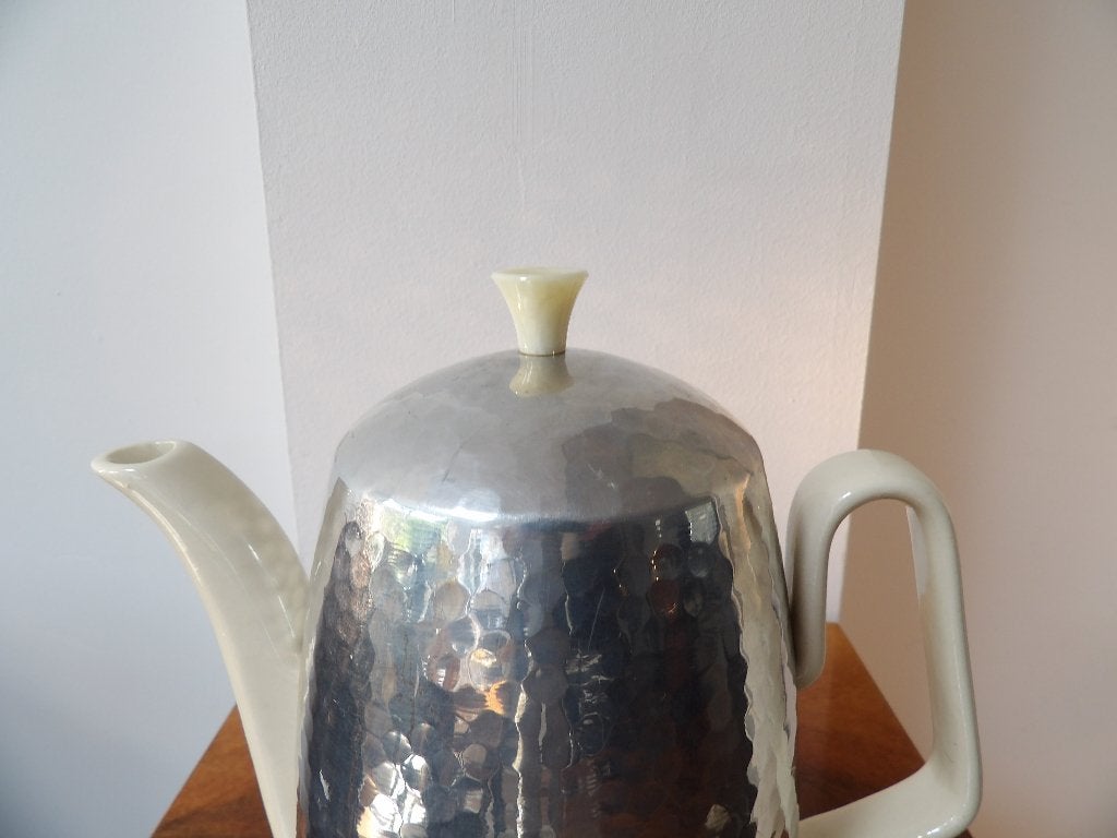 Fifties WakuThermosol Theepot, porselein/aluminium, Ophalen of Verzenden
