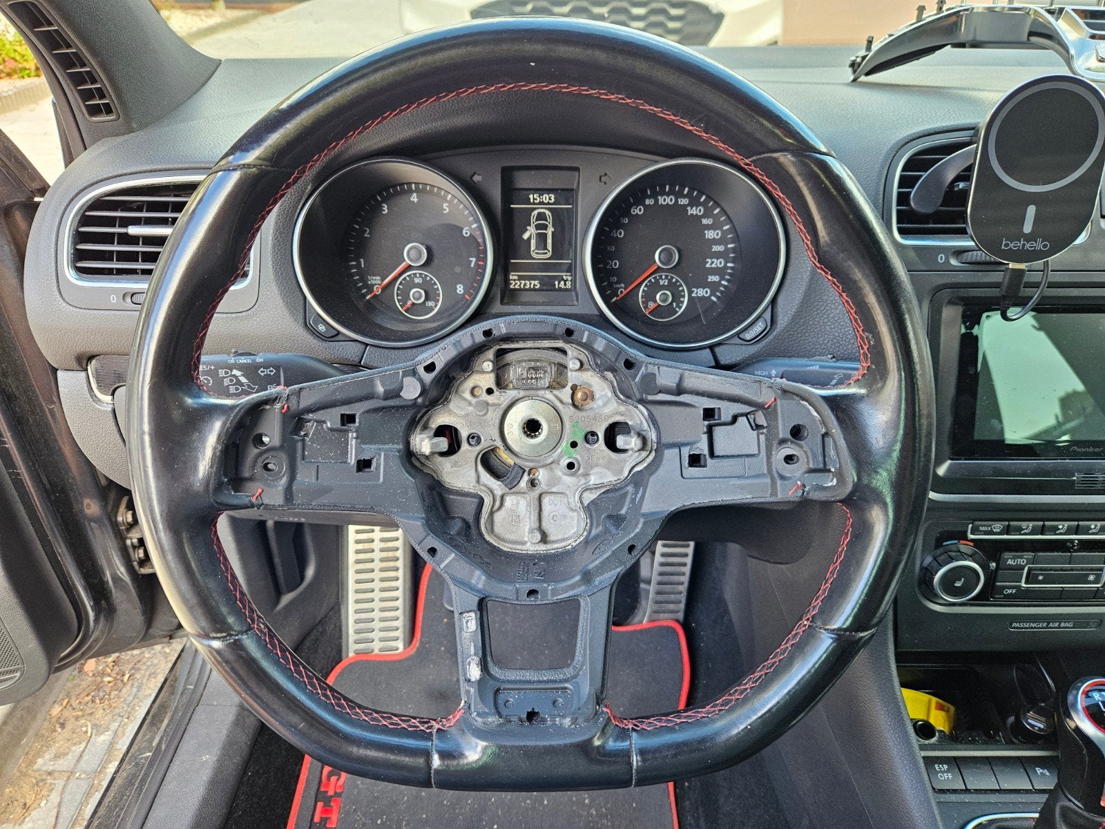 VW Golf 7 GTI / Polo GTI Lederen Stuur met Rode Stiksels, Auto-onderdelen, Ophalen of Verzenden, Gebruikt, Volkswagen
