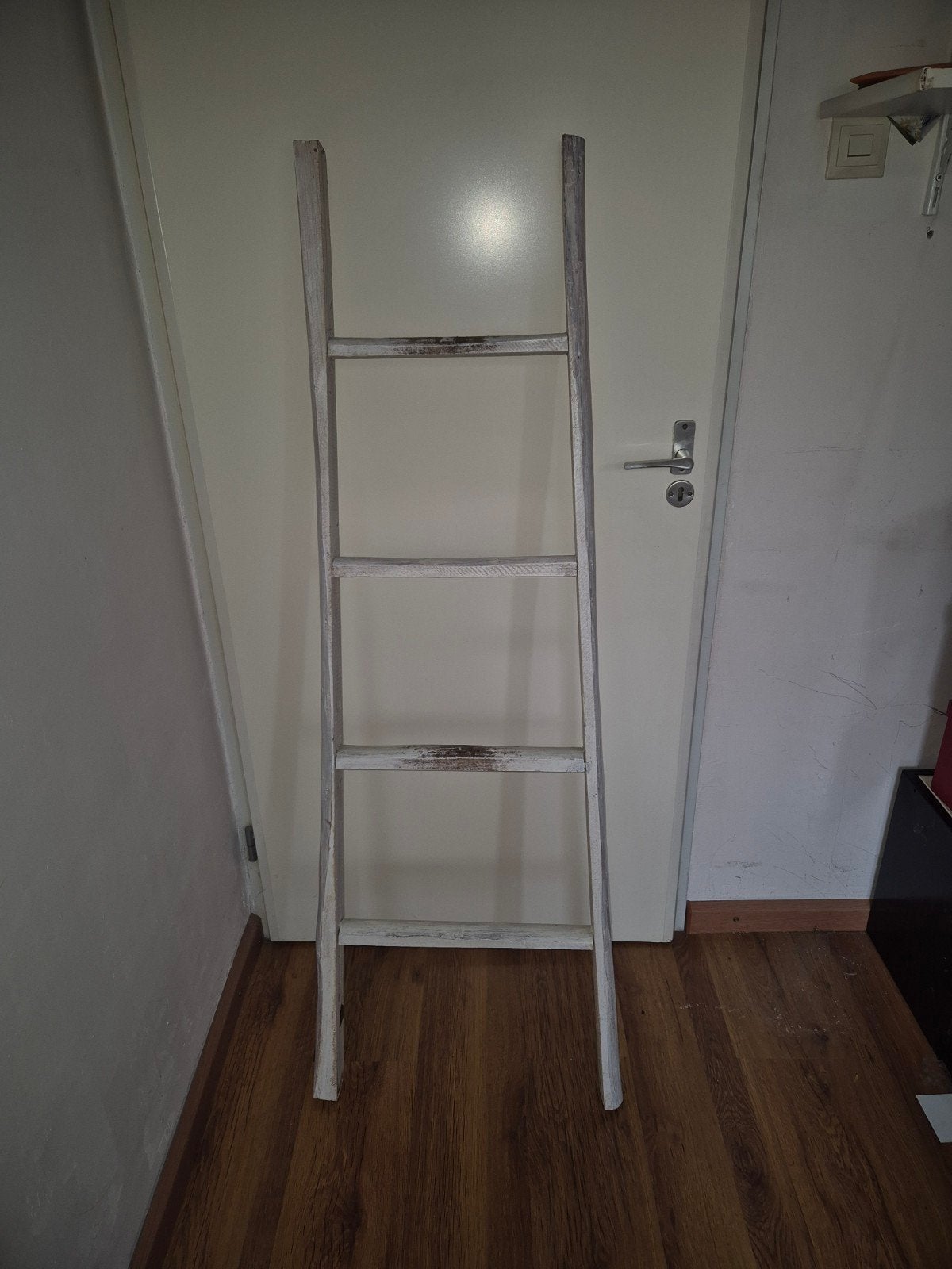 Decoratieve sierladder van hout, wit geverfd, Ophalen, Hout, Gebruikt, Landelijk