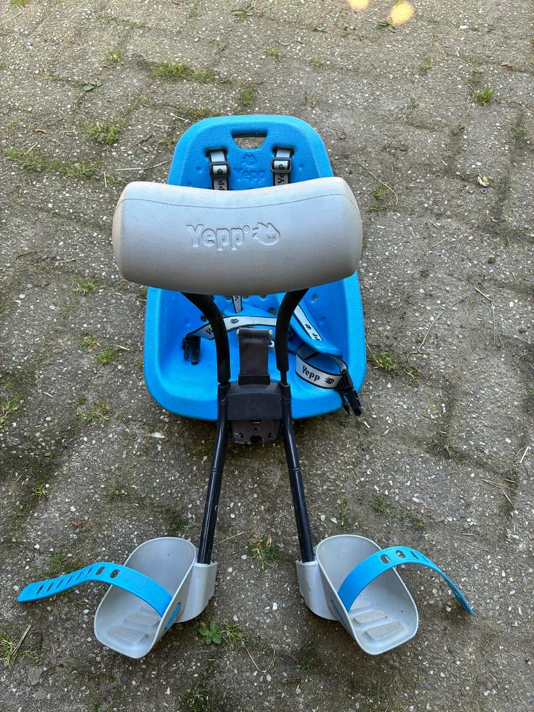 Yepp kinderzitje voorzijde fiets met windscherm, Ophalen, Gebruikt, Voetsteuntjes, Voorzitje